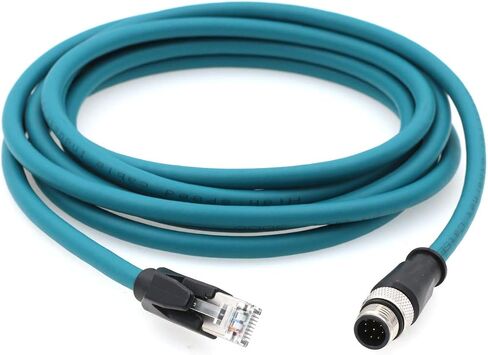 كابل HangTon Ethernet M12 8 Pin A-Coded RJ45 لـ Cognex In-Sight 5000 7000، DMR 200 500، ism1400 PLC إلى جهاز توجيه الشبكة PC 1 متر in Kuwait