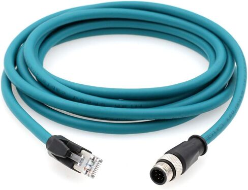 كابل HangTon Ethernet M12 8 Pin A-Coded RJ45 لـ Cognex In-Sight 5000 7000، DMR 200 500، ism1400 PLC إلى جهاز توجيه الشبكة PC 1 متر in Kuwait