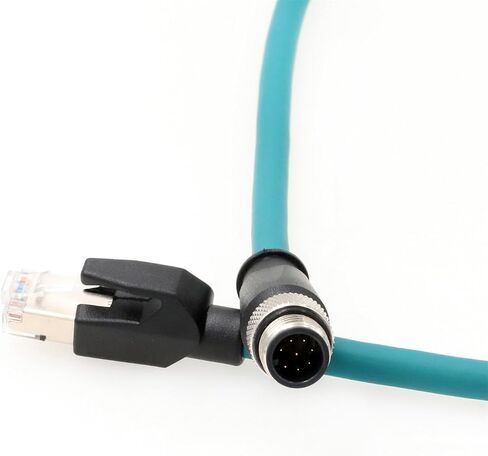 كابل HangTon Ethernet M12 8 Pin A-Coded RJ45 لـ Cognex In-Sight 5000 7000، DMR 200 500، ism1400 PLC إلى جهاز توجيه الشبكة PC 1 متر in Kuwait