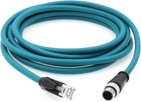 كابل HangTon Ethernet M12 8 Pin A-Coded RJ45 لـ Cognex In-Sight 5000 7000، DMR 200 500، ism1400 PLC إلى جهاز توجيه الشبكة PC 1 متر in Kuwait