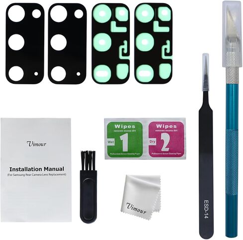Vimour 2 Pieces OEM Rear Camera Glass Lens Replacement for Samsung Galaxy S20 with Adhesive and Repair Toolkit in Kuwait