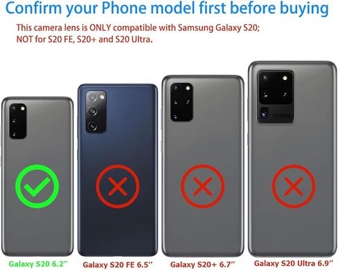 Vimour 2 Pieces OEM Rear Camera Glass Lens Replacement for Samsung Galaxy S20 with Adhesive and Repair Toolkit in Kuwait