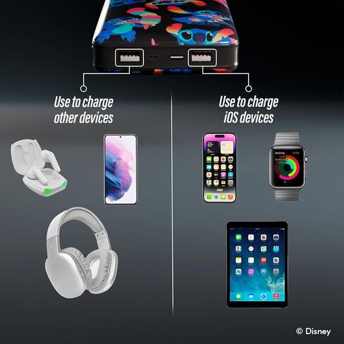 Disney Lilo and Stitch 10,000Mah Power Bank- Universally Compatible Portable Phone Charger Battery Pack w/USB Charging Port- Stitch Gifts for Women, Men, Teens and All Fans of Stitch Stuff in Saudi Arabia
