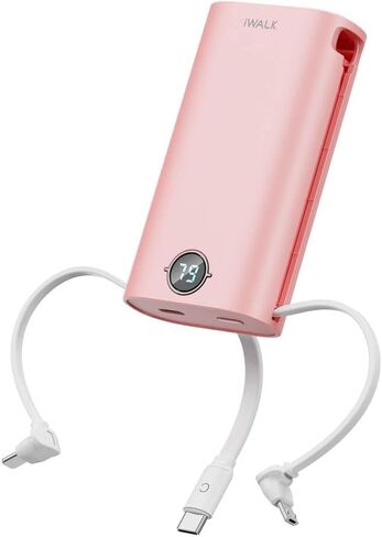 شاحن محمول iWALK PowerSquid مع 3 كابلات مدمجة، بنك طاقة USB C فائق الصغر بقدرة 9000 مللي أمبير في الساعة، شحن سريع 18 وات PD مع شاشة LED، متوافق مع iPhone 15/14/13/12، Samsung Galaxy، Google Pixel in Kuwait