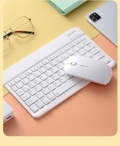 Bluetooth Wireless Keyboard and Mouse Combo,Ultra-Slim Ergonomic Small Rechargeable Bluetooth Keyboard Mouse Set for Apple iPad iPhone Samsung Tablet Phone Android PC Computer Mac Smartphone(Pink) in Kuwait