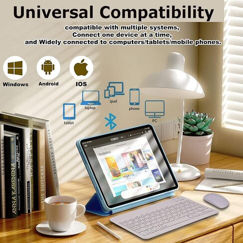 Bluetooth Wireless Keyboard and Mouse Combo,Ultra-Slim Ergonomic Small Rechargeable Bluetooth Keyboard Mouse Set for Apple iPad iPhone Samsung Tablet Phone Android PC Computer Mac Smartphone(Pink) in Kuwait