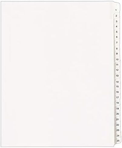 Avery 1-25 Legal Exhibit Dividers for 3 Ring Binders, 25-Tab Sets, Allstate Style, 5 Binder Divider Sets (24761) in Kuwait