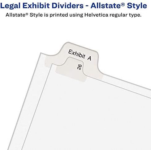 Avery 1-25 Legal Exhibit Dividers for 3 Ring Binders, 25-Tab Sets, Allstate Style, 5 Binder Divider Sets (24761) in Kuwait
