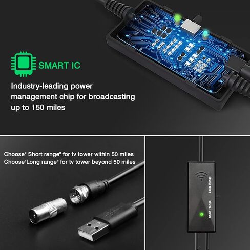 هوائي تلفزيون HD عالي الدقة 300 ميل رقمي داخلي وخارجي، هوائي تلفزيون محمول مع معزز اشارة ومفتاح ذكي يدعم عالمي للمنزل وRV 4k 1080p، كيبل محوري بطول 17 قدم in Kuwait