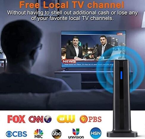 هوائي تلفزيون HD عالي الدقة 300 ميل رقمي داخلي وخارجي، هوائي تلفزيون محمول مع معزز اشارة ومفتاح ذكي يدعم عالمي للمنزل وRV 4k 1080p، كيبل محوري بطول 17 قدم in Kuwait