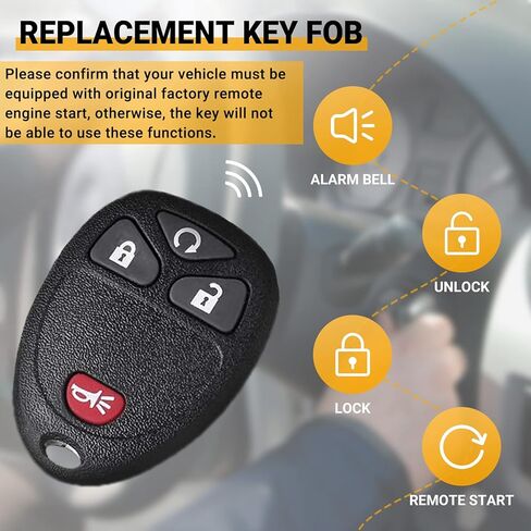 Key Fob Keyless Entry Remote Compatible with Chevrolet Silverado Avalanche Captiva Equinox Express Suburban Tahoe Traverse, GMC Sierra Acadia Savana Yukon, 4 Buttons Replacement OUC60221, OUC60270 in Kuwait