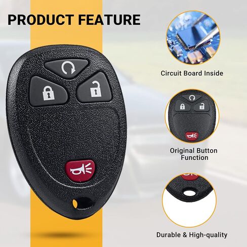 Key Fob Keyless Entry Remote Compatible with Chevrolet Silverado Avalanche Captiva Equinox Express Suburban Tahoe Traverse, GMC Sierra Acadia Savana Yukon, 4 Buttons Replacement OUC60221, OUC60270 in Kuwait
