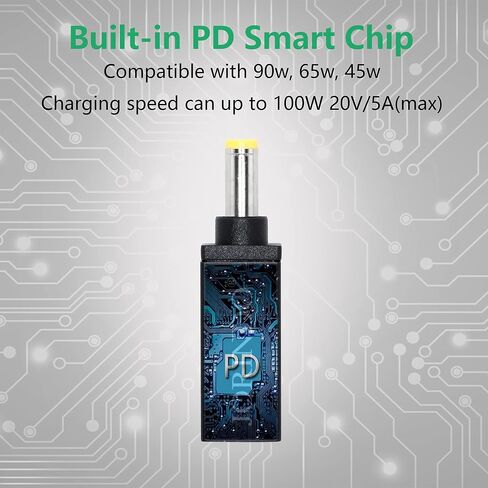 CERRXIAN 100W PD USB Type C أنثى مدخل إلى DC 5.5mm x 2.5mm محول شحن الطاقة (5525a-أسود) in Saudi Arabia