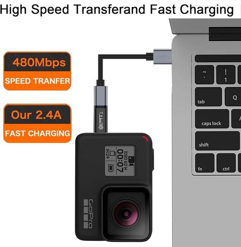 EasyULT USB C to Mini USB 2.0 Adapter 2 Pack, Mini USB to USB C Adapter for Connecting Compatible Laptops/Tablets, MP3 Players, Digital Cameras etc. (Black) in Kuwait