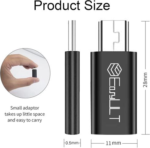 EasyULT USB C to Mini USB 2.0 Adapter 2 Pack, Mini USB to USB C Adapter for Connecting Compatible Laptops/Tablets, MP3 Players, Digital Cameras etc. (Black) in Kuwait