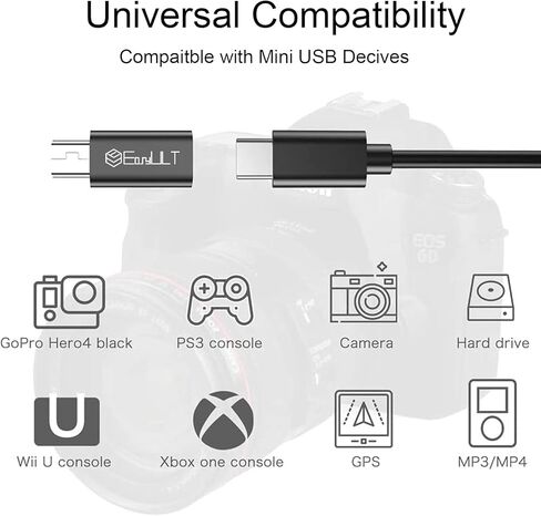 EasyULT USB C to Mini USB 2.0 Adapter 2 Pack, Mini USB to USB C Adapter for Connecting Compatible Laptops/Tablets, MP3 Players, Digital Cameras etc. (Black) in Kuwait