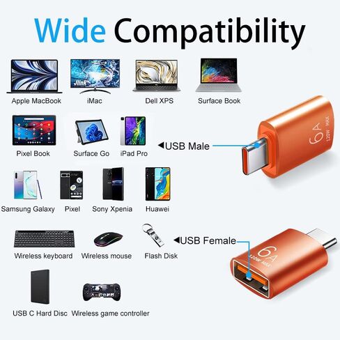4 محولات USB، 2*USB-C إلى USB-A و2*USB-A إلى USB-C أنثى محول فائق السرعة لنقل البيانات والشحن السريع - متوافق مع الكمبيوتر المحمول والكمبيوتر الشخصي والشاحن ومحول USB A إلى USB C (أسود) in Saudi Arabia