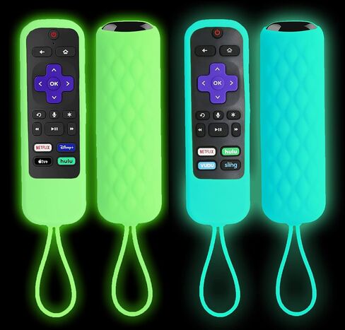 غطاء جهاز التحكم عن بعد TOKERSE لجهاز التحكم عن بعد Roku Steaming Stick/الصوت/Express/Premiere Remote - غطاء حافظة من السيليكون متوافق مع TCL Roku Smart TV Voice التحكم عن بعد مع حزام - أسود in Kuwait