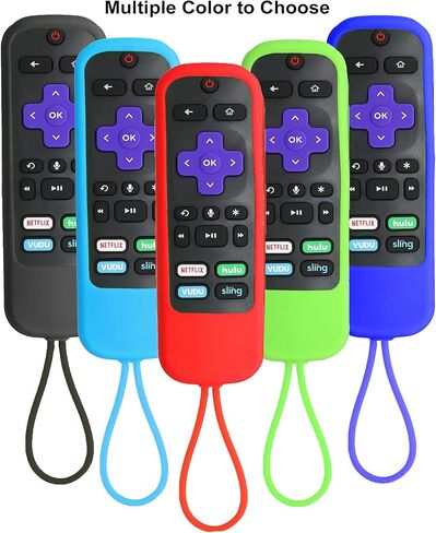 غطاء جهاز التحكم عن بعد TOKERSE لجهاز التحكم عن بعد Roku Steaming Stick/الصوت/Express/Premiere Remote - غطاء حافظة من السيليكون متوافق مع TCL Roku Smart TV Voice التحكم عن بعد مع حزام - أسود in Kuwait
