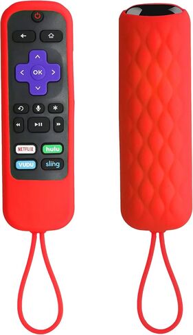 غطاء جهاز التحكم عن بعد TOKERSE لجهاز التحكم عن بعد Roku Steaming Stick/الصوت/Express/Premiere Remote - غطاء حافظة من السيليكون متوافق مع TCL Roku Smart TV Voice التحكم عن بعد مع حزام - أسود in Kuwait
