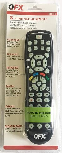 QFX REM-115 8 in 1 Large Jumbo Universal Remote Control for RCA, Sony, Philips, Samsung, GE, Zenith, Panasonic, Sharp, Toshiba, Daewoo, Hitachi, Sanyo, LG, JVC, Mitsubishi, Emerson, Magnavox | Compatible with Philips, LG, Panasonic, Toshiba & Many More, C in Kuwait