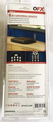 QFX REM-115 8 in 1 Large Jumbo Universal Remote Control for RCA, Sony, Philips, Samsung, GE, Zenith, Panasonic, Sharp, Toshiba, Daewoo, Hitachi, Sanyo, LG, JVC, Mitsubishi, Emerson, Magnavox | Compatible with Philips, LG, Panasonic, Toshiba & Many More, C in Kuwait