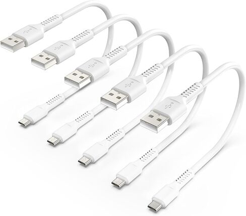 كابل Micro USB قصير بطول 1 قدم [5 حزم] USB 2.0 كابل شحن Micro USB سلك شاحن Android لهاتف Samsung Galaxy S7 Edge S6 J7 Note 5 LG Kindle Sony PS4 TV Stick الهواتف الذكية (أسود) in Kuwait