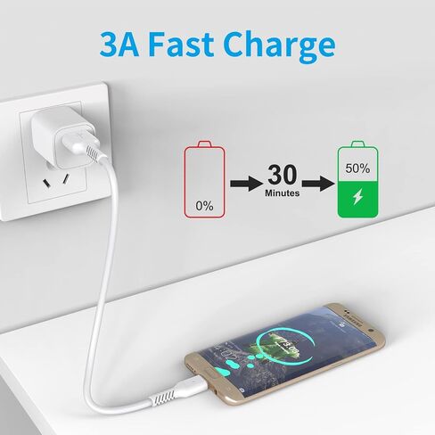كابل Micro USB قصير بطول 1 قدم [5 حزم] USB 2.0 كابل شحن Micro USB سلك شاحن Android لهاتف Samsung Galaxy S7 Edge S6 J7 Note 5 LG Kindle Sony PS4 TV Stick الهواتف الذكية (أسود) in Kuwait