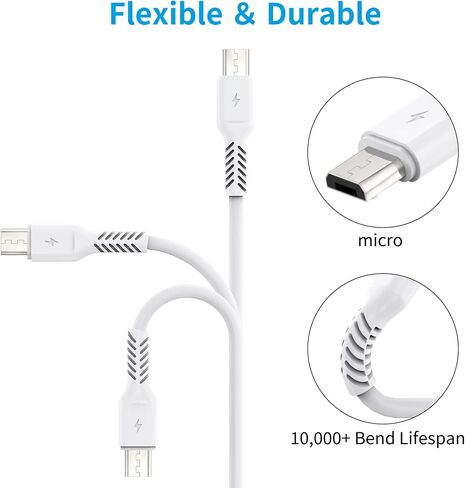 كابل Micro USB قصير بطول 1 قدم [5 حزم] USB 2.0 كابل شحن Micro USB سلك شاحن Android لهاتف Samsung Galaxy S7 Edge S6 J7 Note 5 LG Kindle Sony PS4 TV Stick الهواتف الذكية (أسود) in Kuwait