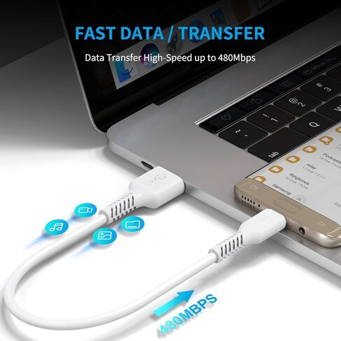 كابل Micro USB قصير بطول 1 قدم [5 حزم] USB 2.0 كابل شحن Micro USB سلك شاحن Android لهاتف Samsung Galaxy S7 Edge S6 J7 Note 5 LG Kindle Sony PS4 TV Stick الهواتف الذكية (أسود) in Kuwait