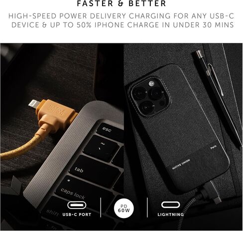 Native Union Belt Cable Duo – 5ft Ultra-Strong Braided Universal Charging Cable – Made with Recycled Material – 2-in-1 Multi-Device MFi Certified Connector for Lightning & Type-C devices (Slate Green) in Kuwait