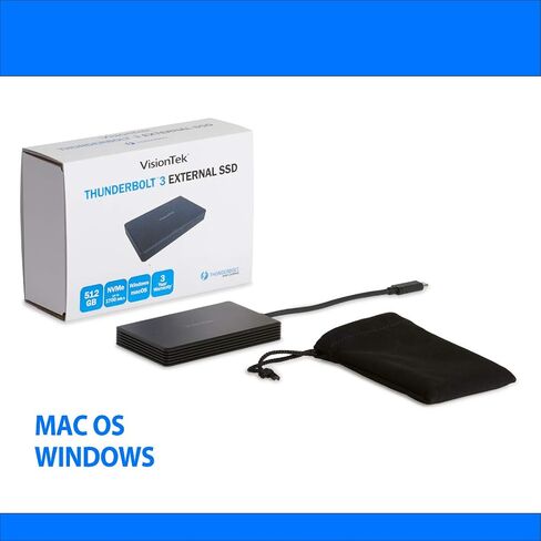 VisionTek 1TB Thunderbolt 3 Portable External SSD, [Intel Certified], Bus Powered, MacOS and Windows Compatible, Powered by Intel Thunderbolt 3 Technology (NOT Compatible USB-C) - 901196 in Saudi Arabia