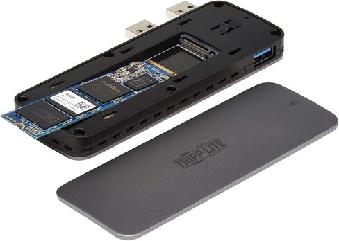 تريب لايت حاوية تخزين SSD خارجية مع كيبل USB-C لالعاب الكمبيوتر، M.2 NVMe وSATA SSD، نقل بيانات 10 جيجابايت في الثانية - ويندوز وماك او اس ولينكس - لا يتطلب برنامج، ضمان لمدة عام (U457-1M2-NVME-L) in Kuwait