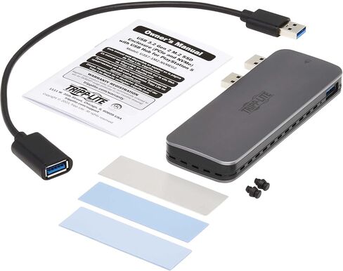 تريب لايت حاوية تخزين SSD خارجية مع كيبل USB-C لالعاب الكمبيوتر، M.2 NVMe وSATA SSD، نقل بيانات 10 جيجابايت في الثانية - ويندوز وماك او اس ولينكس - لا يتطلب برنامج، ضمان لمدة عام (U457-1M2-NVME-L) in Kuwait