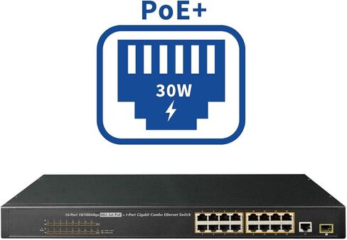 Lorex 16 Port PoE+ Switch for IP Security Camera Systems, Power Over Ethernet Switch for High Speed Transmission, Adds 16 Channels to Existing NVR, 220W Total Power, 1 Gigabit in Saudi Arabia