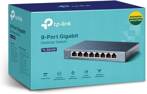 TP-Link 8 Port Gigabit Ethernet Network Switch | Ethernet Splitter | Sturdy Metal w/ Shielded Ports | Plug-and-Play | Traffic Optimization | Unmanaged (TL-SG108) (Renewed) in Saudi Arabia
