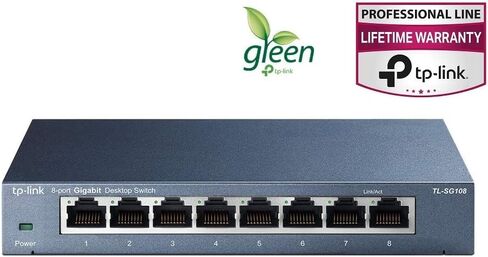 TP-Link 8 Port Gigabit Ethernet Network Switch | Ethernet Splitter | Sturdy Metal w/ Shielded Ports | Plug-and-Play | Traffic Optimization | Unmanaged (TL-SG108) (Renewed) in Saudi Arabia