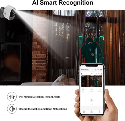 Magnetic Security Cameras Wireless Outdoor - Home Battery Powered WiFi Camera 2K Video/Color Night Vision/AI Motion Detection Siren Alarm and Spotlight 2-Way Audio Waterproof SD/Cloud (Black(2pcs)) in Saudi Arabia