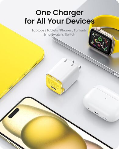 محول طاقة USB-C بقدرة 30 وات، شاحن AOHI 30 وات USB C GaN+ مع أغلفة قابلة للاستبدال بأربعة ألوان وقابس قابل للطي، كتلة شاحن حائط سريع PD PPS لأجهزة iPhone 15 Pro Max/14 وMacBook Air وiPad Pro in Kuwait