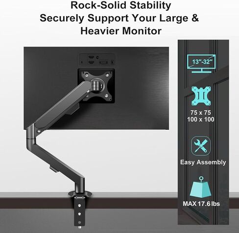 Single Monitor Mount Stand Fits Monitor max 32 Inch, Adjustable Monitor Arm Desk Mount Holds 4.4-19.8lbs Computer Screen, Full Motion Gas Spring Monitor Desk Mount, VESA Mount 75x75, 100x100 in Kuwait