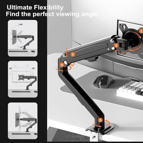 Single Monitor Mount Stand Fits Monitor max 32 Inch, Adjustable Monitor Arm Desk Mount Holds 4.4-19.8lbs Computer Screen, Full Motion Gas Spring Monitor Desk Mount, VESA Mount 75x75, 100x100 in Kuwait