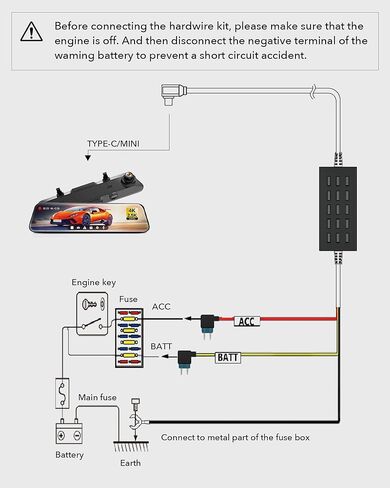 وولف بوكس مجموعة اسلاك صلبة USB C لـ G840S/G930/G910/G850/G900/G840H/i05، غير مناسبة لـ 890، كيبل شاحن سيارة بسلك صلب 12 فولت - 24 فولت الى 5 فولت لكاميرات داش مع حماية من تصريف البطارية in Kuwait