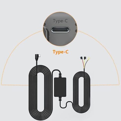 وولف بوكس مجموعة اسلاك صلبة USB C لـ G840S/G930/G910/G850/G900/G840H/i05، غير مناسبة لـ 890، كيبل شاحن سيارة بسلك صلب 12 فولت - 24 فولت الى 5 فولت لكاميرات داش مع حماية من تصريف البطارية in Kuwait