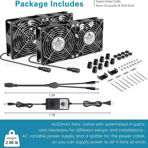 GDSTIME 4X 120mm Computer Fan with AC Plug Variable Speed Control 110V-240V in Saudi Arabia