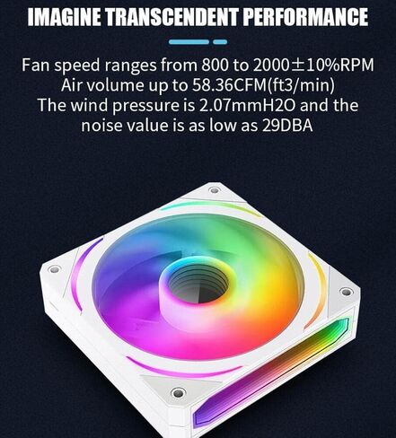 Shaking Tank Prism 120mm GEN5 Addressable-RGB case Fan White,Multifaceted Infinity Mirror RGB Light Effect 5V 3PIN Motherboard Light Sync 4PIN PWM Suitable for Computer Cases and Liquid radiators in Kuwait