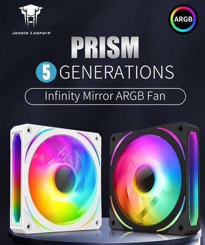 Shaking Tank Prism 120mm GEN5 Addressable-RGB case Fan White,Multifaceted Infinity Mirror RGB Light Effect 5V 3PIN Motherboard Light Sync 4PIN PWM Suitable for Computer Cases and Liquid radiators in Kuwait