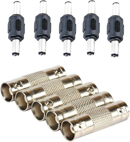 DC/BNC Connector Component: 5 BNC Coupler+5 DC Adapter Female to Female+5 DC Adapter Male to Male,for Indoor and Outdoor CCTV Home Security Surveillance Wire Connection.(15 Pack) in Kuwait