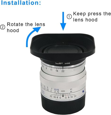 Haoge LH-ZV02P Lens Hood for Carl Zeiss Biogon T 2/35 35m m f2 ZM, C Biogon T 2.8/35 35mm f2.8 ZM, Planar T 2/50 50mm f2 ZM; Voigtlander NOKTON Classic 35mm f1.4 VM, 40mm f1.4 VM Hollow Out Designed in Saudi Arabia