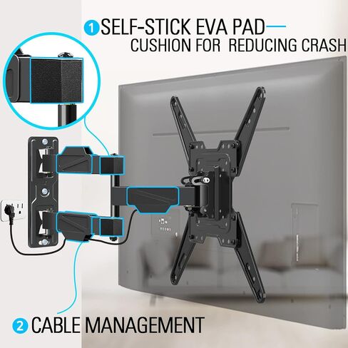 Mounting Dream TV Wall Mount for Most 26-55" TVs, TV Mount Full Motion with Swivel Articulating Arm, Perfect Center Design Wall Mount TV Bracket, up to VESA 400x400mm and 77 lbs Loading MD2418-MX in Kuwait