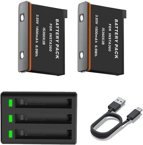 بطارية من قطعتين لكاميرا انستا 360 X3 وقاعدة شحن لكاميرا انستا 360 X3 360 1800mAh بطارية انستا 360 × 3 in Kuwait